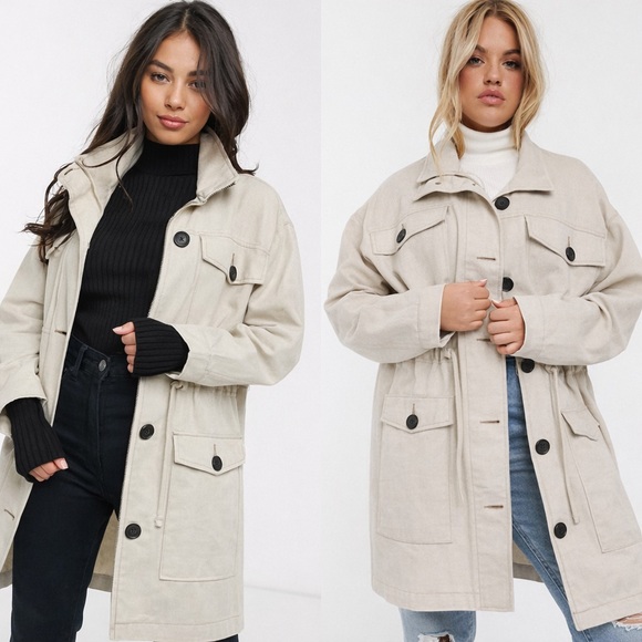 ASOS Jackets & Blazers - ASOS Beige Utility Jacket with Front Pockets – Size 34 – NWT